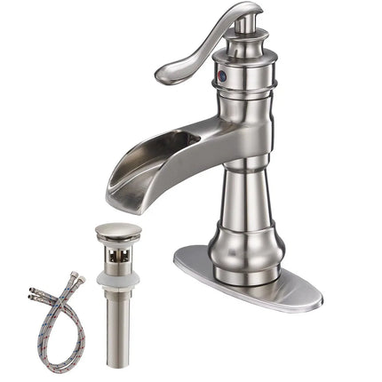 Waterfall Bathroom Sink Faucet Deck Mount Lavatory Tap Modern Design