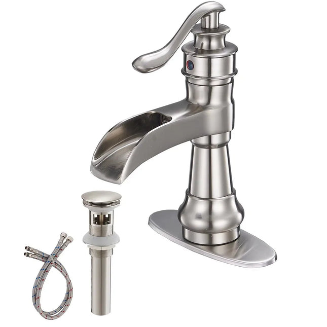 Waterfall Bathroom Sink Faucet Deck Mount Lavatory Tap Modern Design