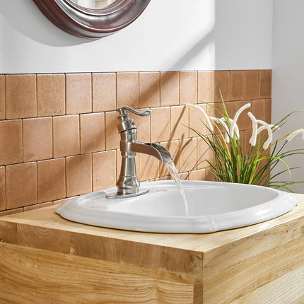 Waterfall Bathroom Sink Faucet Deck Mount Lavatory Tap Modern Design