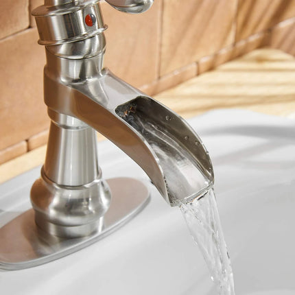 Waterfall Bathroom Sink Faucet Deck Mount Lavatory Tap Modern Design
