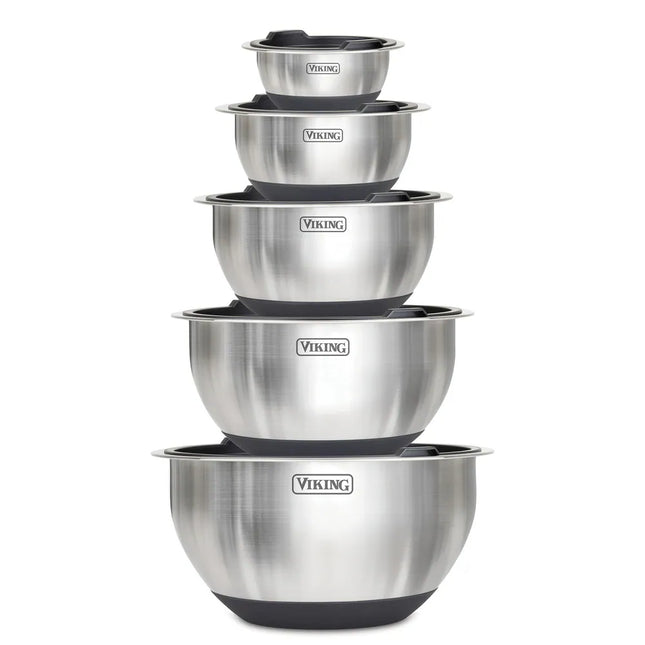 10pc Stainless Steel Mixing Bowl Set Nesting Kitchen Prep Bowls with Lids