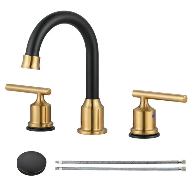 8 Inch Widespread Double Handle Bathroom Faucet with Drain Kit Chrome