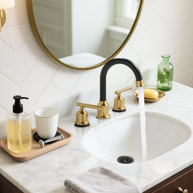 8 Inch Widespread Double Handle Bathroom Faucet with Drain Kit Chrome
