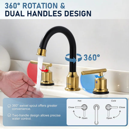 8 Inch Widespread Double Handle Bathroom Faucet with Drain Kit Chrome