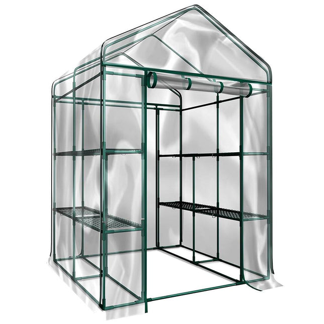 Portable Walk-In Greenhouse 8 Shelves with PVC Cover, 56.3 x 56.3 x 76.7 for Plants