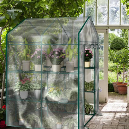 Portable Walk-In Greenhouse 8 Shelves with PVC Cover, 56.3 x 56.3 x 76.7 for Plants
