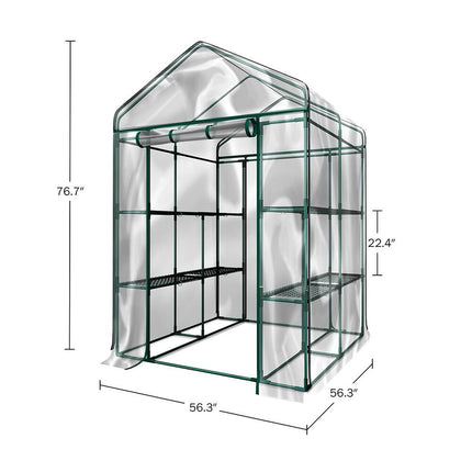Portable Walk-In Greenhouse 8 Shelves with PVC Cover, 56.3 x 56.3 x 76.7 for Plants