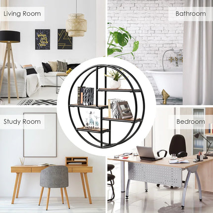Wall Mounted Circular Shelf Round 4 Tier Hanging Display Storage Shelves