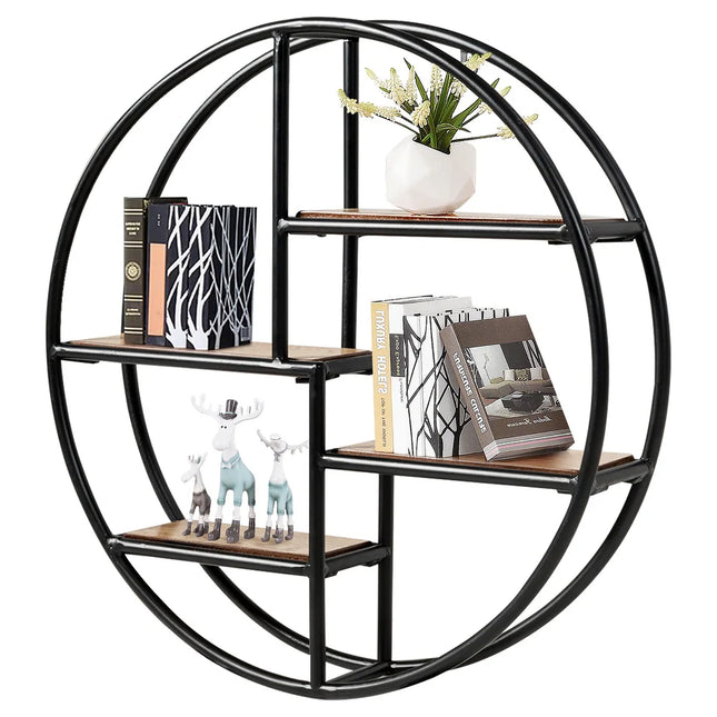 Wall Mounted Circular Shelf Round 4 Tier Hanging Display Storage Shelves