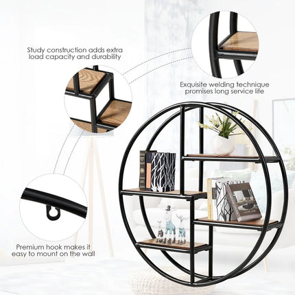 Wall Mounted Circular Shelf Round 4 Tier Hanging Display Storage Shelves