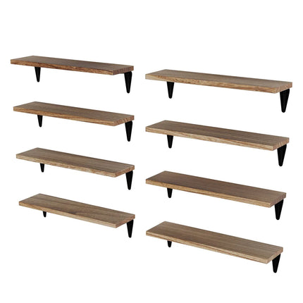 Arras 17" Floating Shelves – Living Room Décor, Burnt Finish, Set of 8