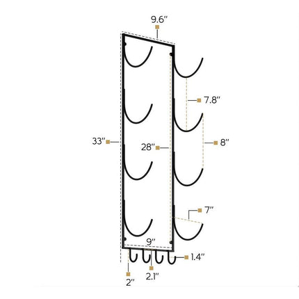 Boto 33" Rustic Black Towel Rack – 4-Section Bathroom Organizer