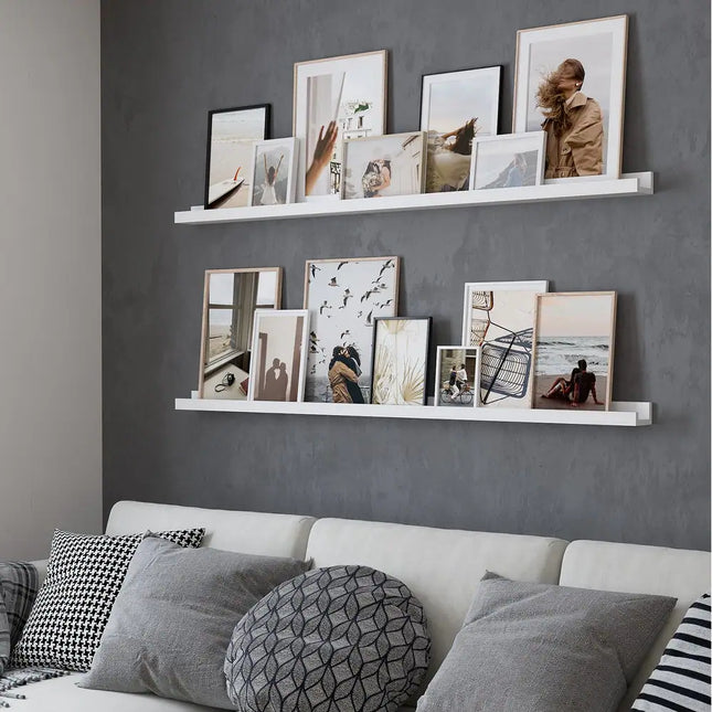 Denver 56 Inch Floating Shelves Set of 2 White Picture Ledge Wall Shelves