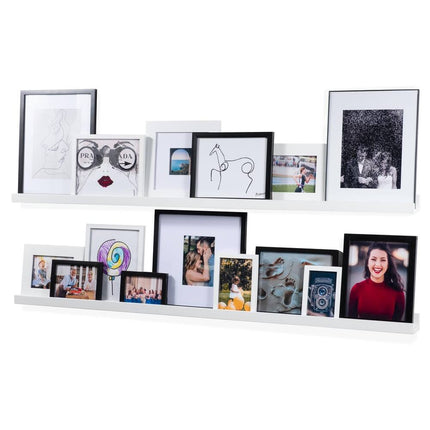 Denver 56 Inch Floating Shelves Set of 2 White Picture Ledge Wall Shelves