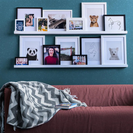 Denver 56 Inch Floating Shelves Set of 2 White Picture Ledge Wall Shelves