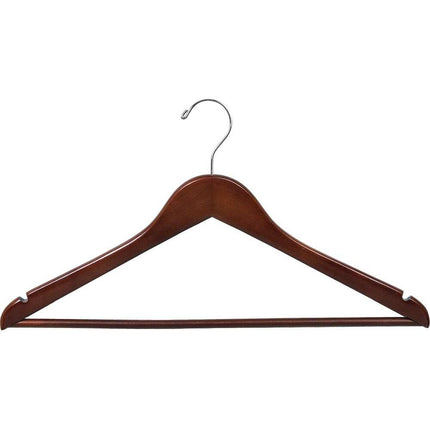 8-Piece Wooden Suit Hanger Set – Chrome Hook, Brown Finish