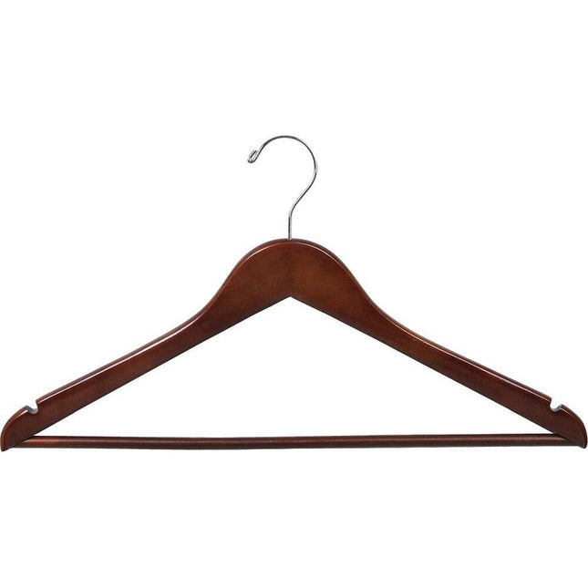 8-Piece Wooden Suit Hanger Set – Chrome Hook, Brown Finish