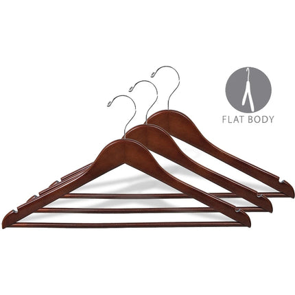 8-Piece Wooden Suit Hanger Set – Chrome Hook, Brown Finish