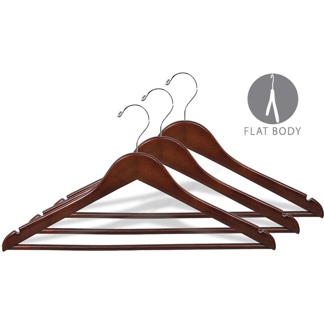 8-Piece Wooden Suit Hanger Set – Chrome Hook, Brown Finish