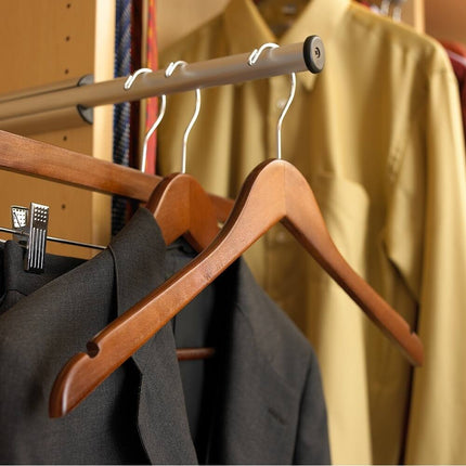 8-Piece Wooden Suit Hanger Set – Chrome Hook, Brown Finish