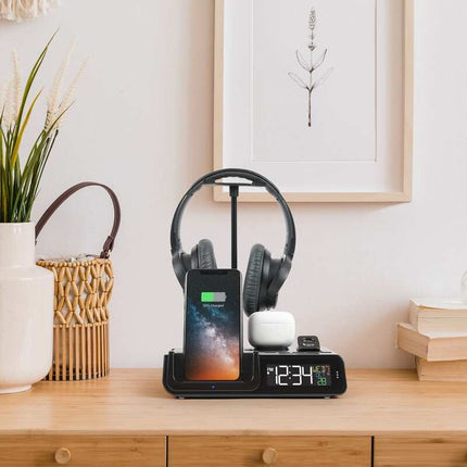 Wattz 2.0 Projection Alarm Clock, 10W Wireless Charger & Docking Station