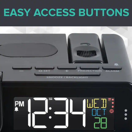 Wattz 2.0 10W Wireless Charger Alarm Clock with Projection & Docking Station