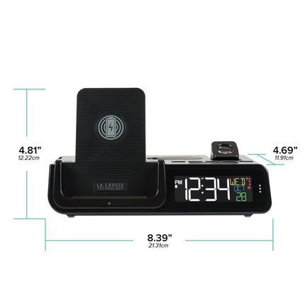 Wattz 2.0 10W Wireless Charger Alarm Clock with Projection & Docking Station