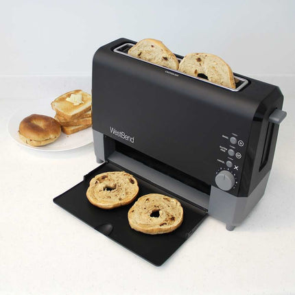 QuikServe Black 2-Slice Toaster – Extra Wide Slots, Cool Touch Exterior