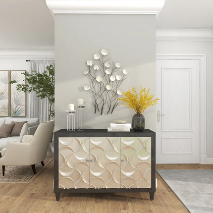 Decorative Capiz Shell Floral Wall Art with White Accents for Home Decor