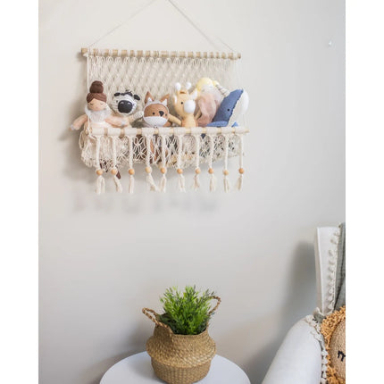 Willow Macrame Storage Wall Decor Boho Hanging Organizer Basket Shelf