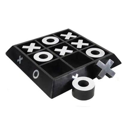 Wood and Aluminum X O Game Accent Piece Decorative Tic Tac Toe Table Decor