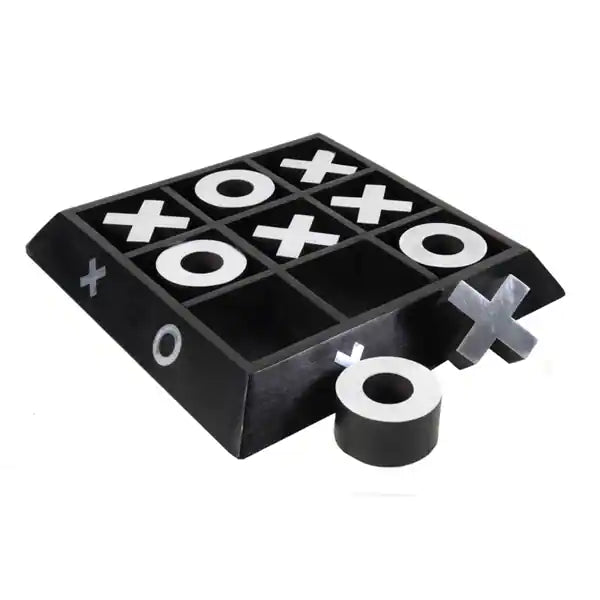 Wood and Aluminum X O Game Accent Piece Decorative Tic Tac Toe Table Decor