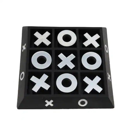 Wood and Aluminum X O Game Accent Piece Decorative Tic Tac Toe Table Decor