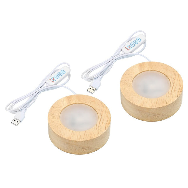 Wooden LED Light Base Stand with Switch for 3D Crystal Glass & Aroma Stone