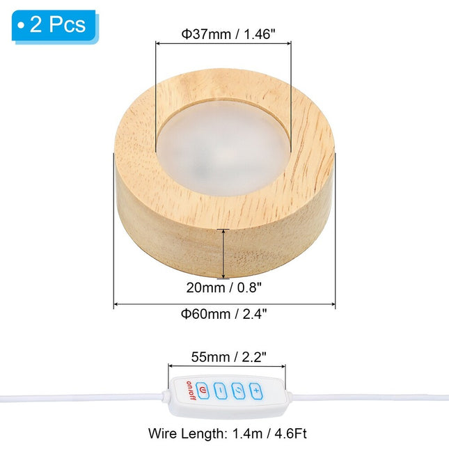 Wooden LED Light Base Stand with Switch for 3D Crystal Glass & Aroma Stone