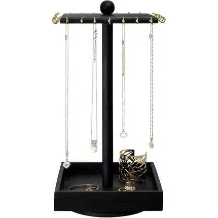 Wooden Rotating Jewelry Organizer – 360° Storage Display Stand