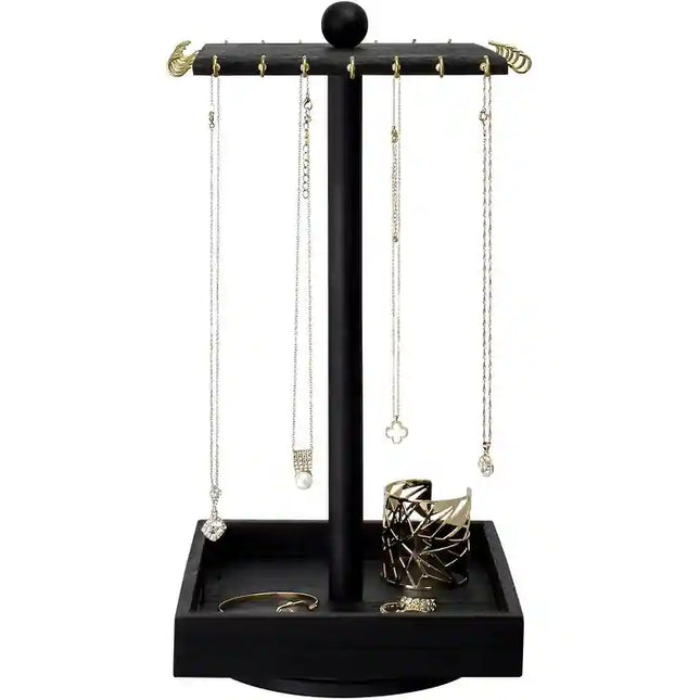 Wooden Rotating Jewelry Organizer – 360° Storage Display Stand