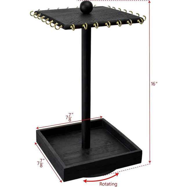 Wooden Rotating Jewelry Organizer – Compact Spinning Storage Stand