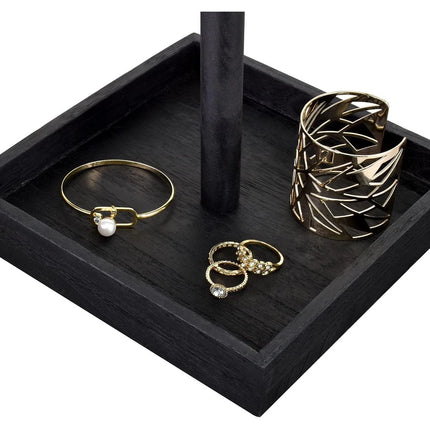 Wooden Rotating Jewelry Organizer – Compact Spinning Storage Stand
