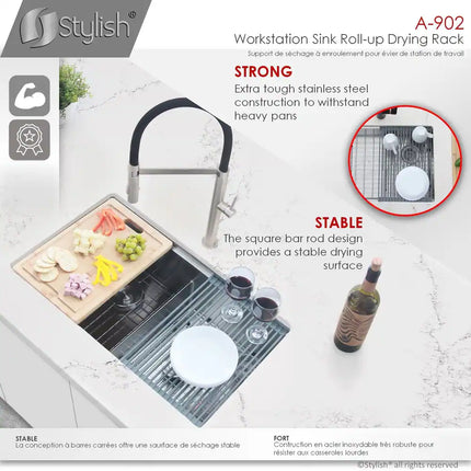 16 3/4" Dark Gray Roll-Up Drying Rack for Workstation Sink Trivet Use