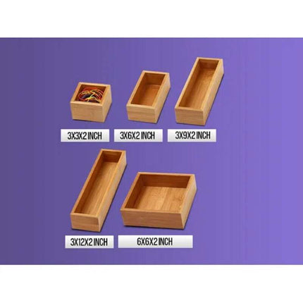 Home Bamboo Kitchen Drawer Organizer – Storage Box for Utensils