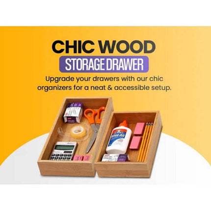 Home Bamboo Kitchen Drawer Organizer – Storage Box for Utensils