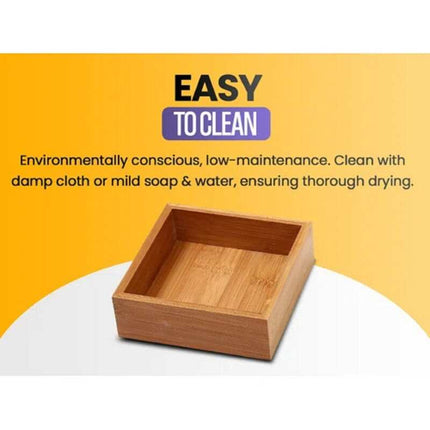 Home Bamboo Kitchen Drawer Organizer – Storage Box for Utensils