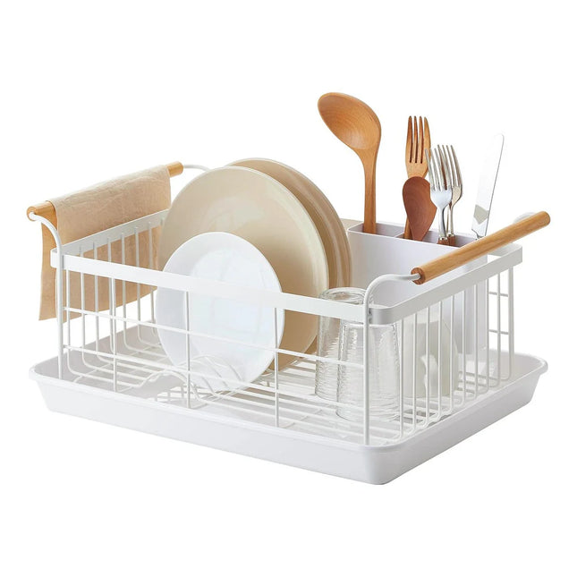 Home Dish Rack Steel and Wood White Holds 22 lbs Kitchen Drying Rack