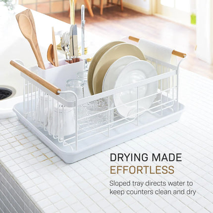 Home Dish Rack Steel and Wood White Holds 22 lbs Kitchen Drying Rack