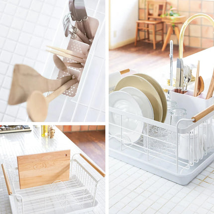 Home Dish Rack Steel and Wood White Holds 22 lbs Kitchen Drying Rack