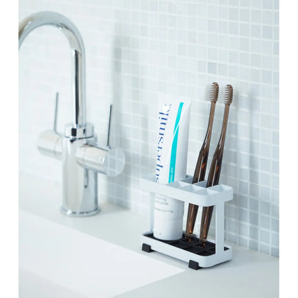 Modern Steel Toothbrush and Toothpaste Organizer Stand Compact Size