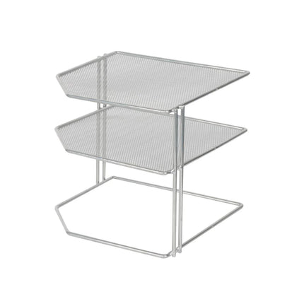 3-Tier Corner Helper Shelf – White Free-Standing Organizer Rack, Silver