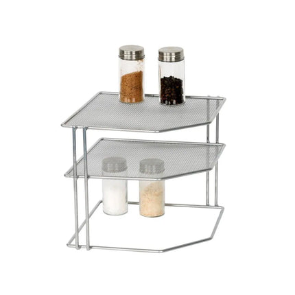 3-Tier Corner Helper Shelf – White Free-Standing Organizer Rack, Silver