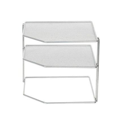 3-Tier Corner Helper Shelf – White Free-Standing Organizer Rack, Silver